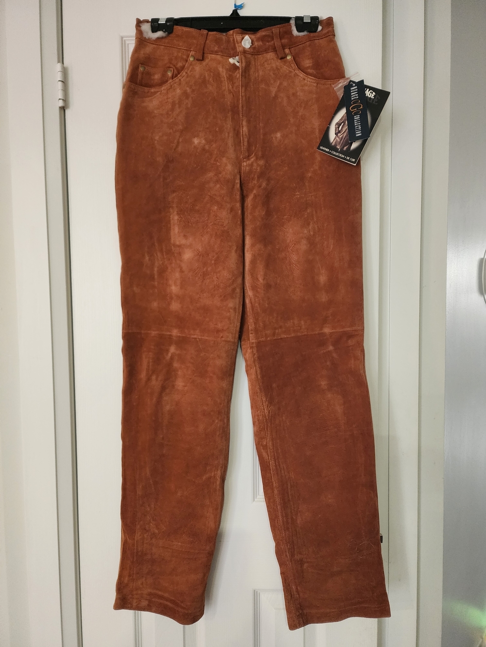 NUAGE Collection Women's Straight Leg Suede Pants w/lining - Rust Brown, Size 12